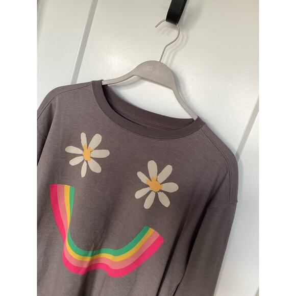 Natural life boho comfy retro casual smiley face sweatshirt with pockets small - Picture 3 of 9